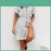 Timeless Ladies Womens Polka Dot V-neck Short Sleeve Summer Shirt Dress In Premium Quality