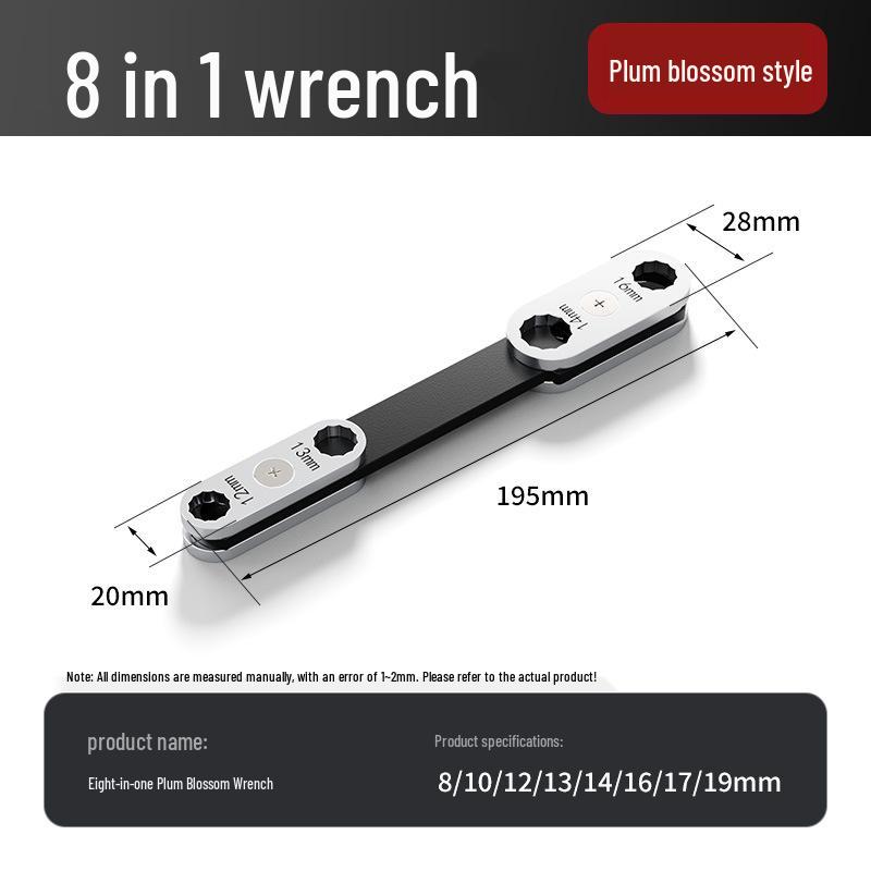 8-in-1 Dual-Use Rotatable Wrench: Open & Box-End Multifunction Auto Repair Tool