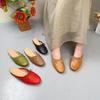 Genuine Leather Round Toe Slippers Casual Outside Slides Soft Sole Solid Color Women's Shoes