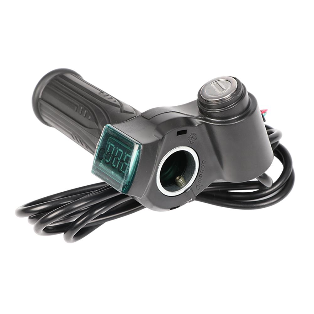 Electric Bike Scooter Throttle Grip Handlebar with Power Switch Key 24/36/72V E-bike LED Display Controller Handle Accessories