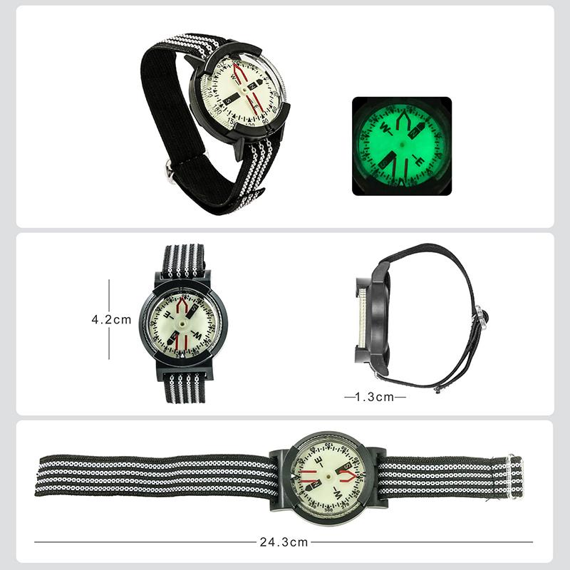 Outdoor Waterproof Compass Luminous Adjustable Dial Watch For Camping Diving Hiking