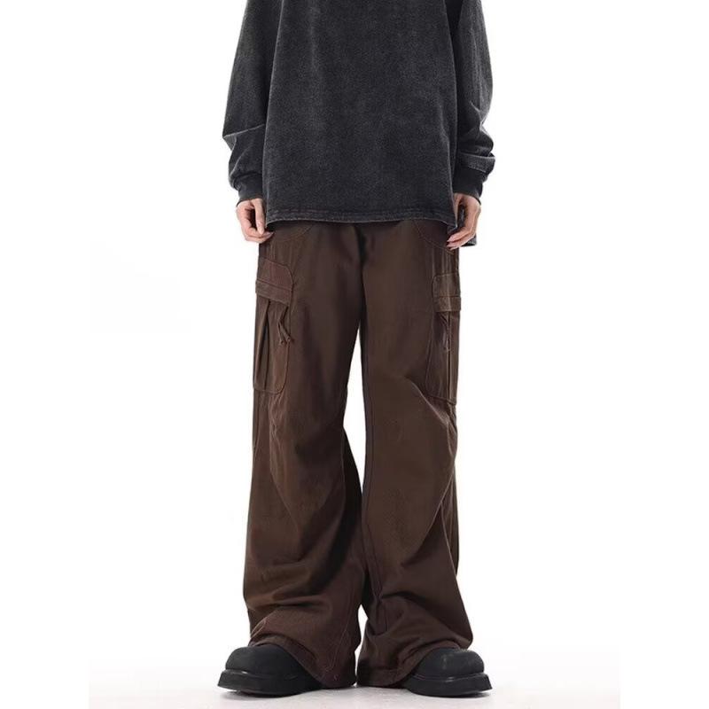 JYL Unisex Cargo Pants High-End American  Spring Black Wide-Leg Denim XL солнечное сияние