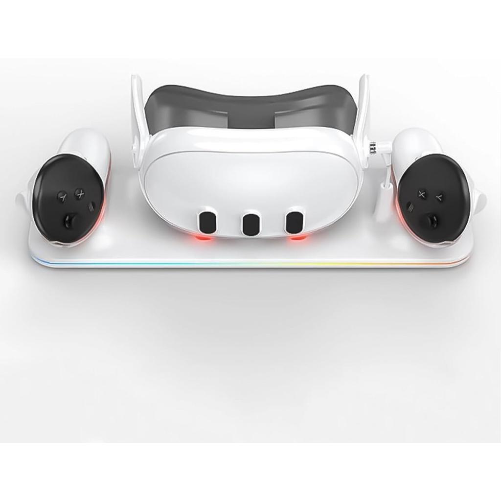 Wireless Charging Station Charging Dock for Meta / Oculus Quest 3 VR Accessories Kit Blue Light Fast Charging Base Charger Adaptor