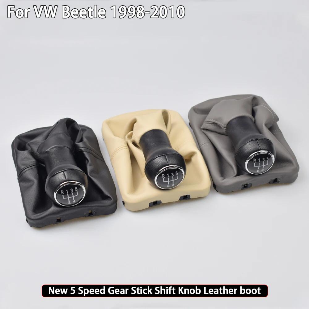 New For 5Speed Gear Stick Shift Knob Leather Boot for VW Beetle 1998 1999 2000 2001 2002 2003 2004 2005 2006 2007 2008 2009 2010