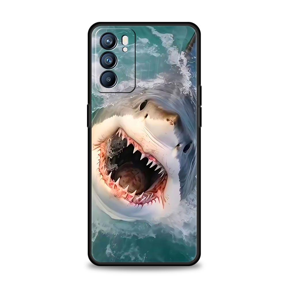 Shark Phone Case For Oppo A54 A53 A52 A15 A95 A16 A78 A79 A80 A98 4G Find X5 X6 Reno10 12 13 F Pro 5G Cover