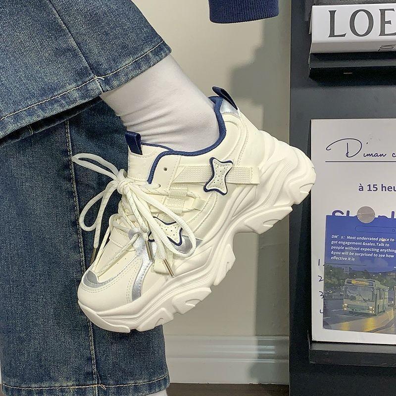 Lightweight women's 2025 new popular autumn versatile platform dad shoes high-end casual platform versatile sports shoes