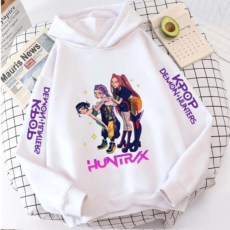 K-pop Demon Hunters Hoodies Girls Long Sleeve Outerwear Print Hooded Casual Warm Comfortable Hoodie