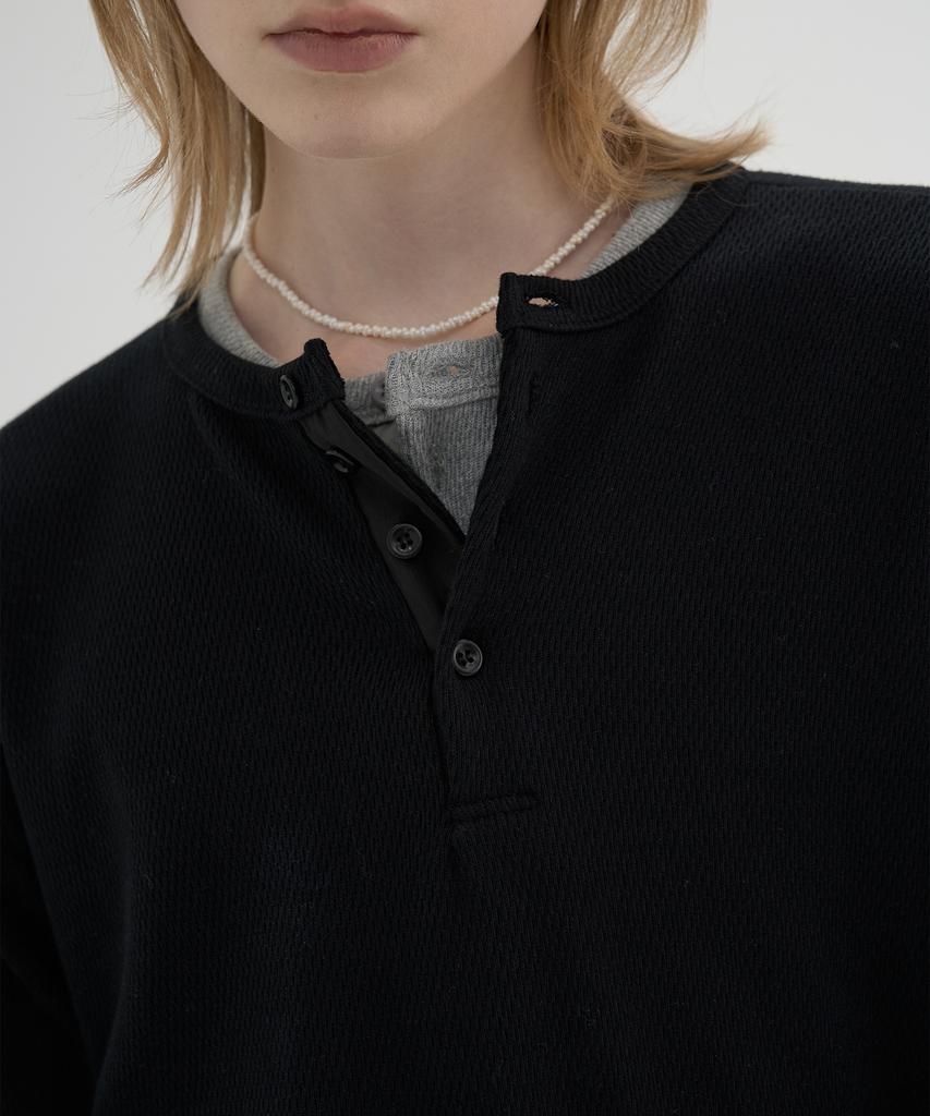 KNOUUN Pique Henley T-Shirts (Black)