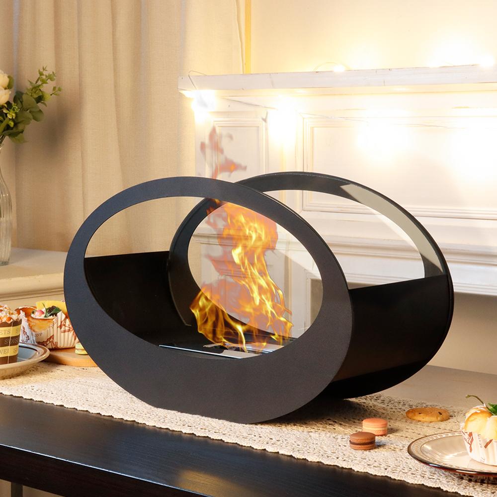 EU Stock Elegant Oval Tabletop Fireplace Clean Bioethanol Decorative Fireplace Restaurant Bar Portable Fireplace for Indoor