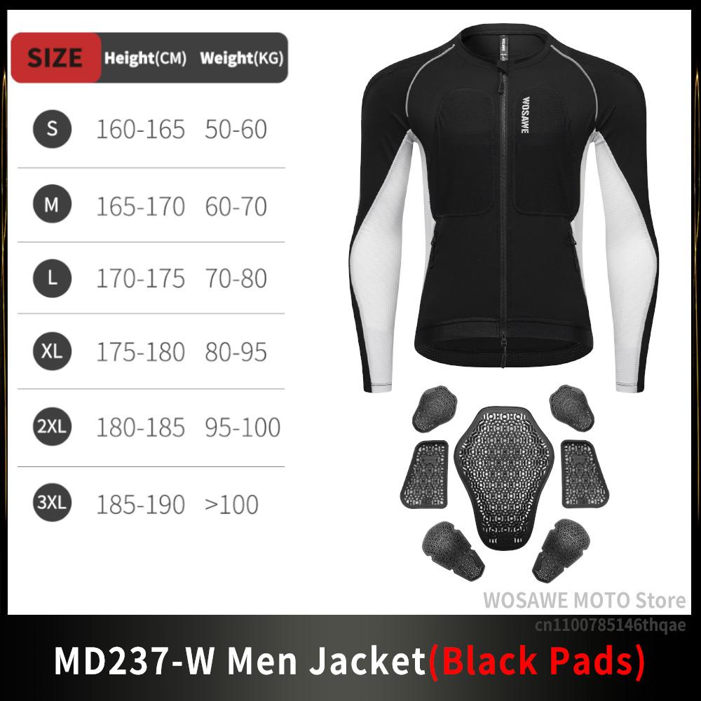 WOSAWE Motorcycle Jacket Body Armor Protection Jackets Motorbike Clothing Moto Riding Back Protectors CE Certification Soft Pads