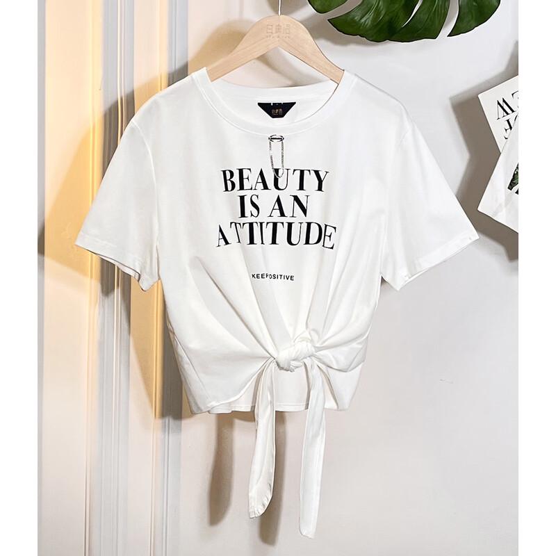 Bailuyu Women s Summer Letter Print Short Sleeve T-Shirt L