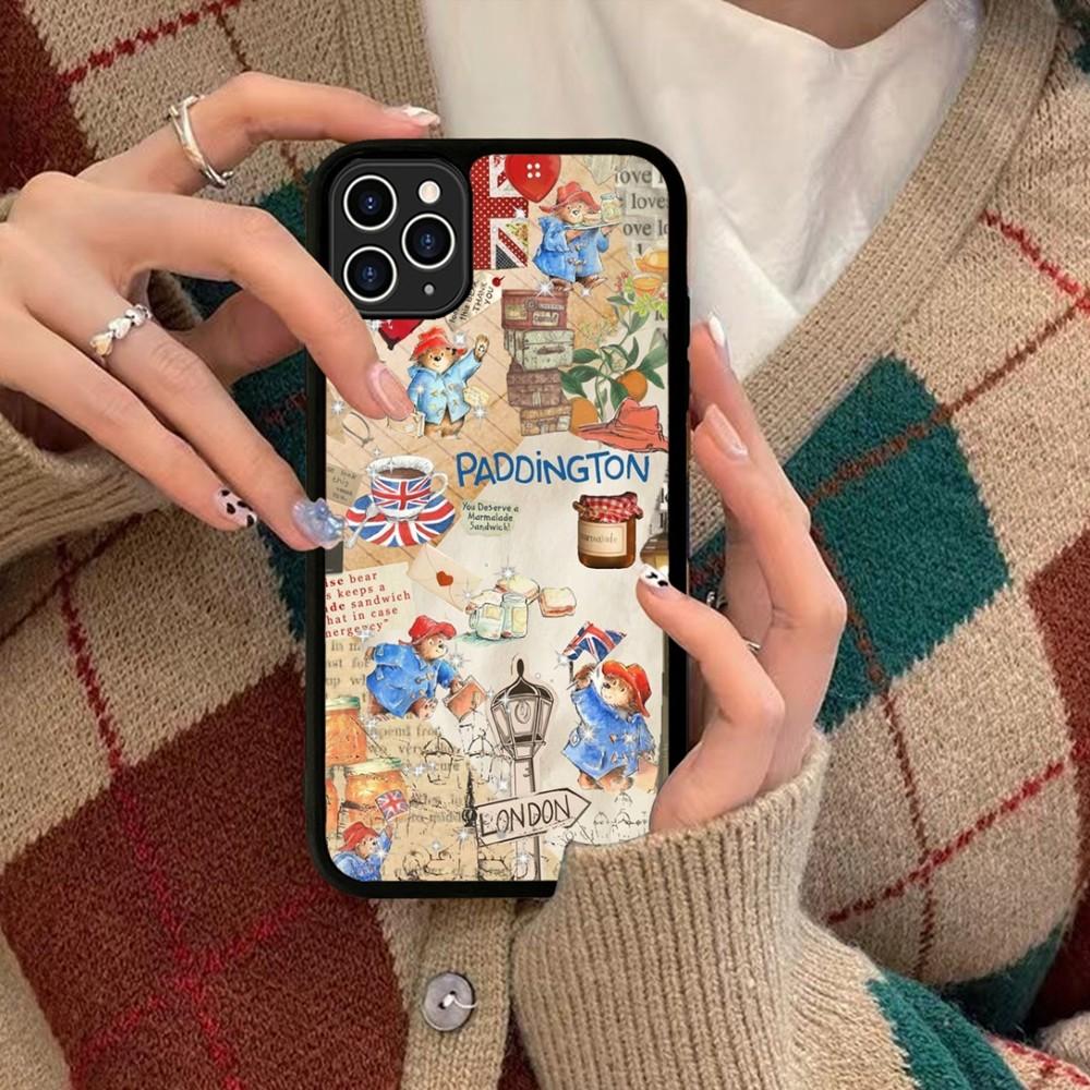 Cute P-Paddington Bear Phone Case Silicone PC+TPU For For IPhone 11 12 13 14 15 16 Plus Pro Max Cover