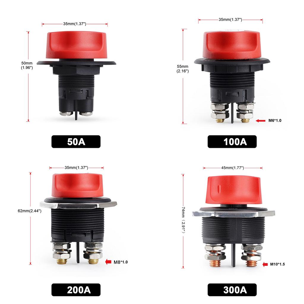 Battery Disconnect Switch Battery Master Power Cut Off Switch DC 32V 50A 100A 200A 300A Battery Isolator Kill Switches For Car