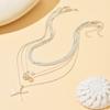 Starfish Multilayer Necklace Alloy Geometric Pendant For Women Summer Fashion