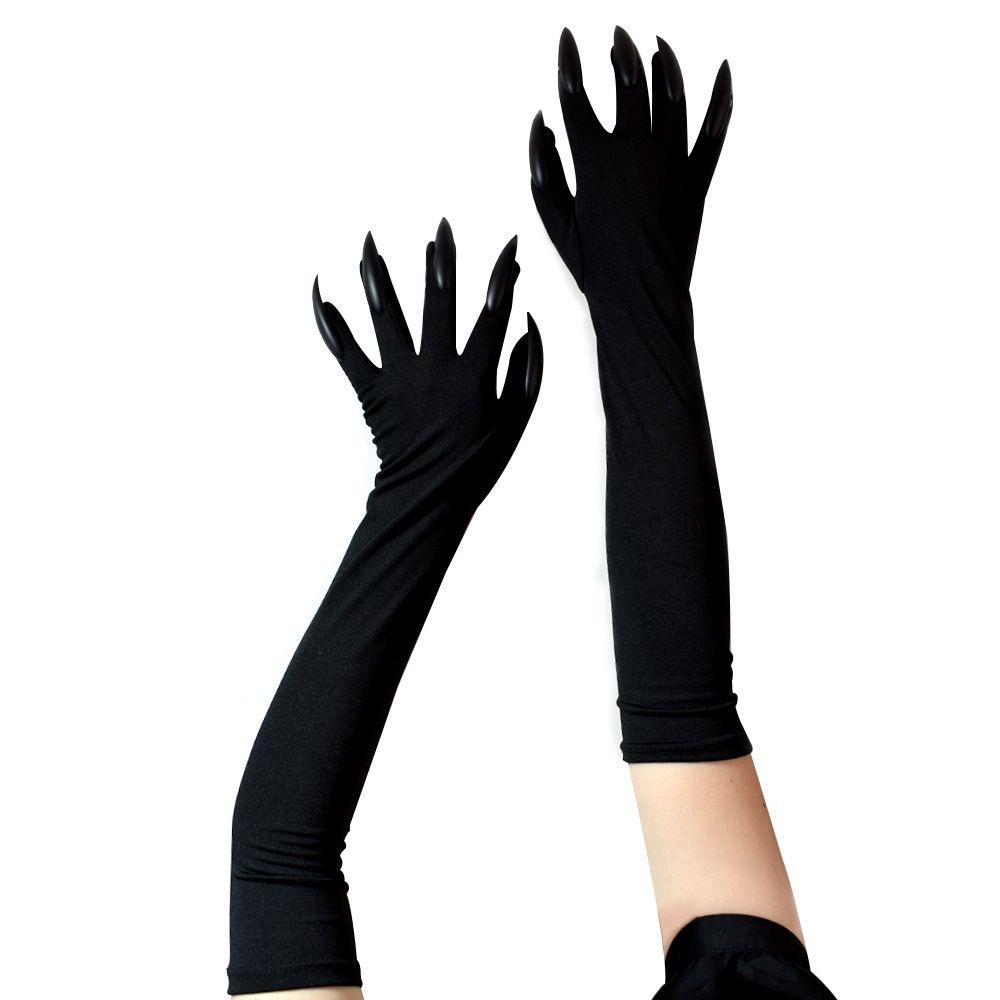 Black Silver Girls For Women Witch Cosplay Costume Fancy Props Halloween Cosplay Gloves Mittens
