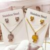 Korean Style Sweet KT Cat Two-Piece Set: Cute, Versatile Titanium Steel Earrings