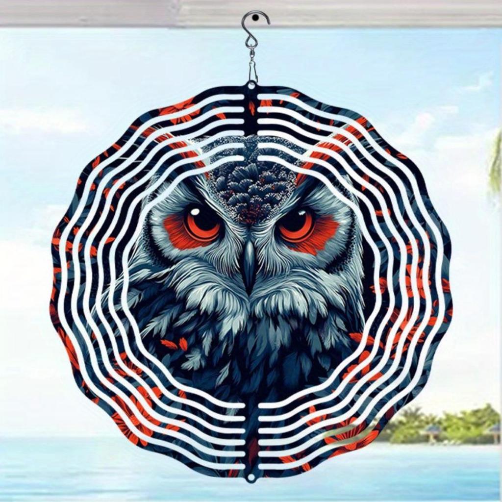 Nachtkönig Eule Windspiel Metall Gartendekoration für Terrasse Hof Außendekoration Keine Batterie erforderlich Thanksgiving Feiertagsgeschenk