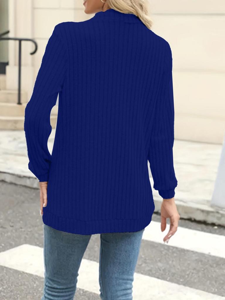 European & American Autumn/Winter Ribbed Brushed Long Sleeve Cardigan