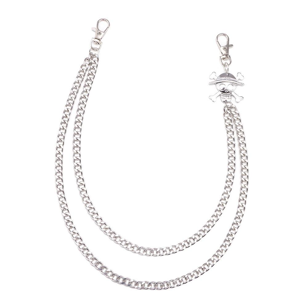 Pirate Skull Metal Waist Chain With Double Layer Chains For Men And Women