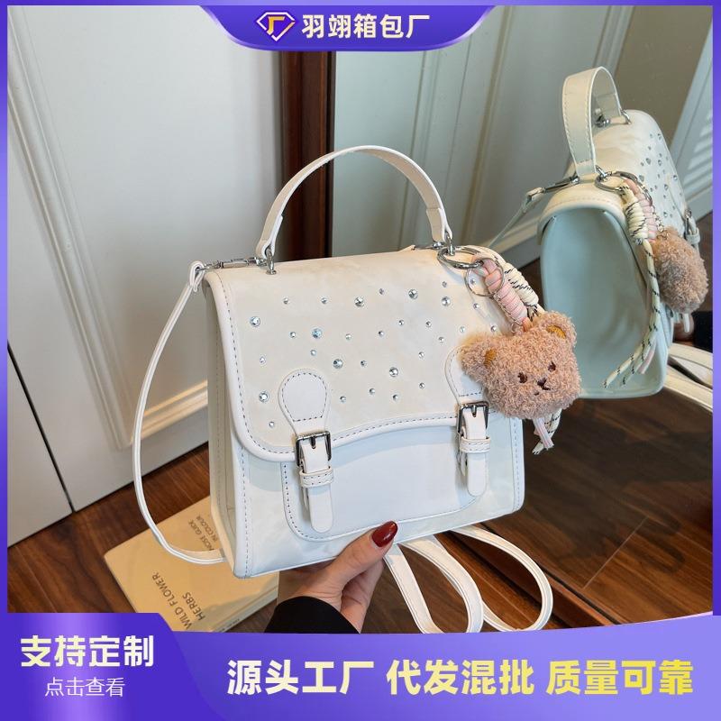 New backpack women's fashion casual portable student schoolbag trendy sweet oblique span bag shoulder bag