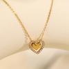 Versatile Peach Heart Necklace, Gold Design Love, Titanium Steel Premium Non-fading Diamond-encrusted Collarbone Chain