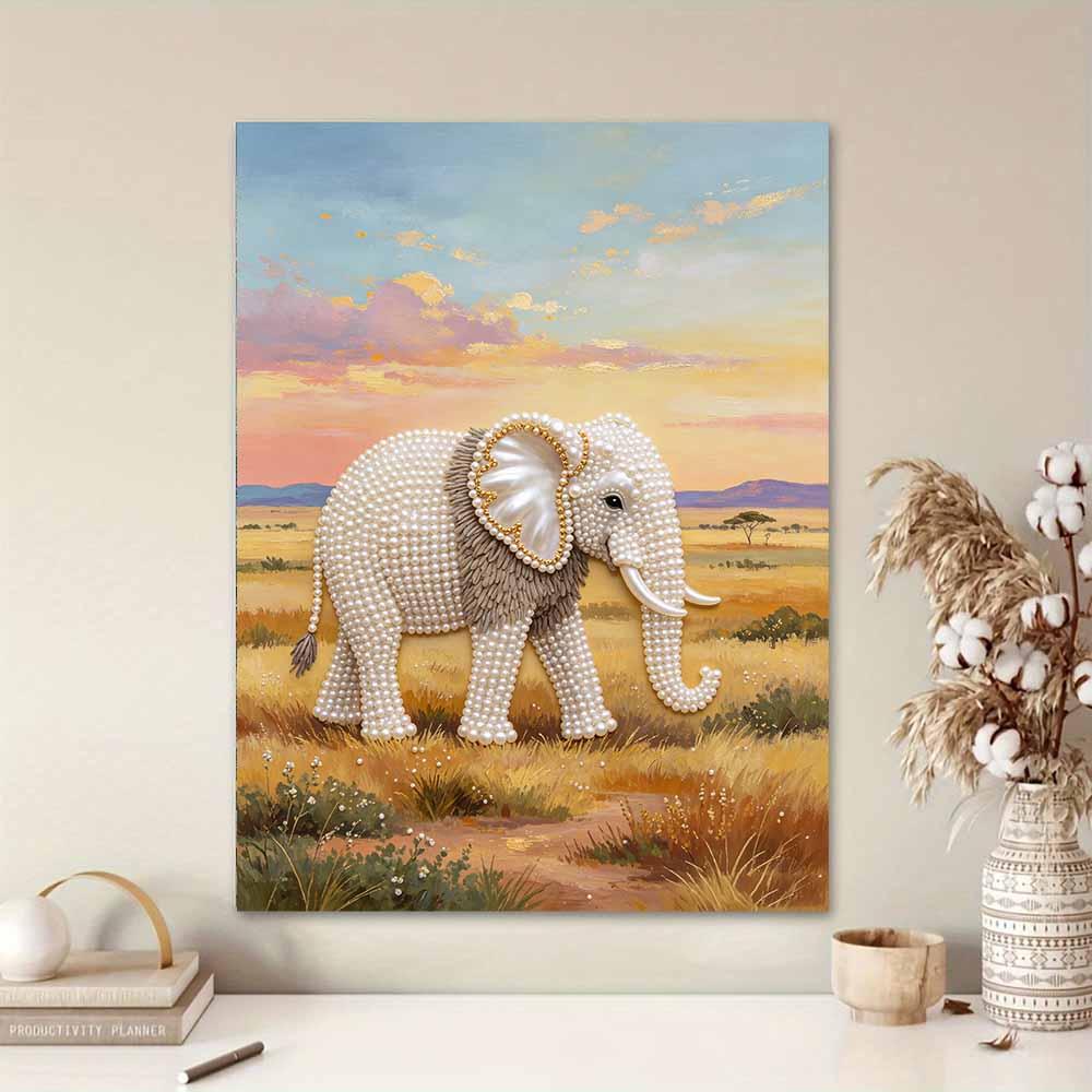 DIY Pearl Art Painting Majestic Elephant Handmade Craft Modern Wall Decor Leisure Relax Activity Nice Gift for Novice Art Practitioners HomeDecor
