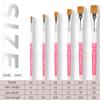 6 Pcs Flat Head Painting Brushes Set Nylon Hair Pink Short Rod Artist Brush for Oil Acrylic Watercolor Gouache Art Supplies
