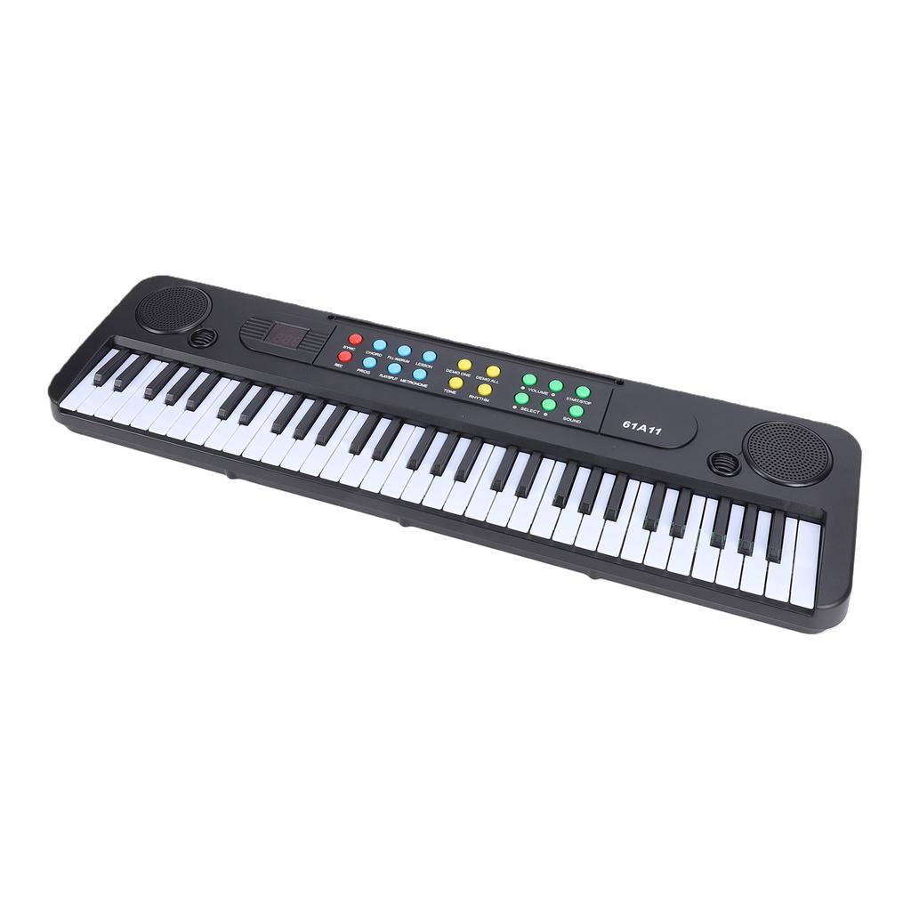 Teclado Eletrônico de 61 Teclas Piano Portátil 200 Timbres 200 Ritmos com Microfone Metrônomo Modo de Ensino para Iniciantes Casa