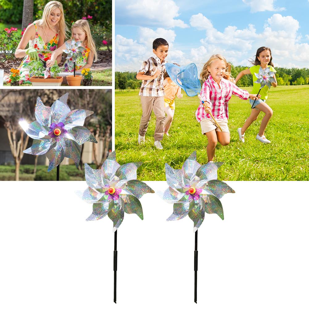 2 Pcs Laser Anti Bird Repeller Windmill Outdoor Reject Pinwheels Spinner Reflective Garden Balcony Pigeon Birds Scare Repeller