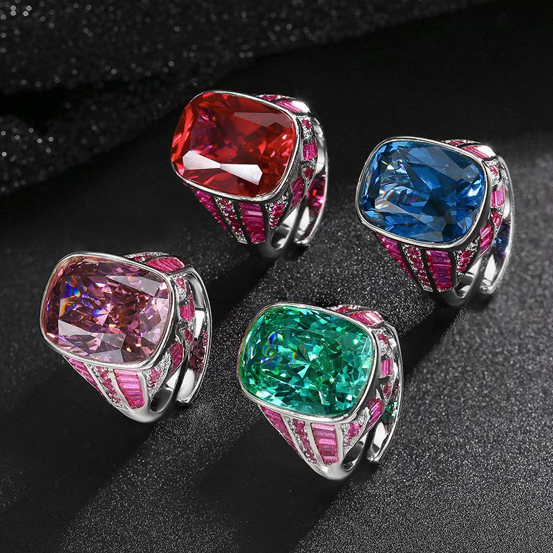 Jewelry Copper Bottom Gold-Plated Simulation Para Green Copper Inlaid Retro Light Luxury Ring Female 12 * 16