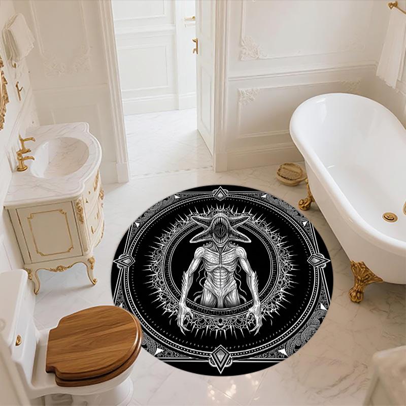 Black and White Monsters,Round Area Rug,Carpet Rug for Living Room Bedroom Sofa Playroom Decor,Non-slip Floor Mat