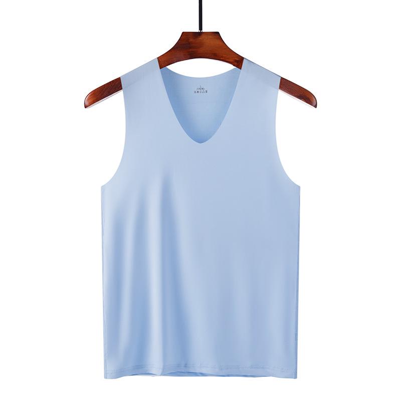 Men's Seamless Ice Silk Slim Fit Sports Tank Top - Breathable Racerback Sleeveless Undershirt