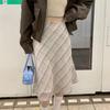 Harajuku Chic Jarní Elegantní Dlouhá sukně Ženy Francouzský kostkovaný retro A-Line Sladké oblečení Dámské Vintage Ležérní Midi sukně s vysokým pasem