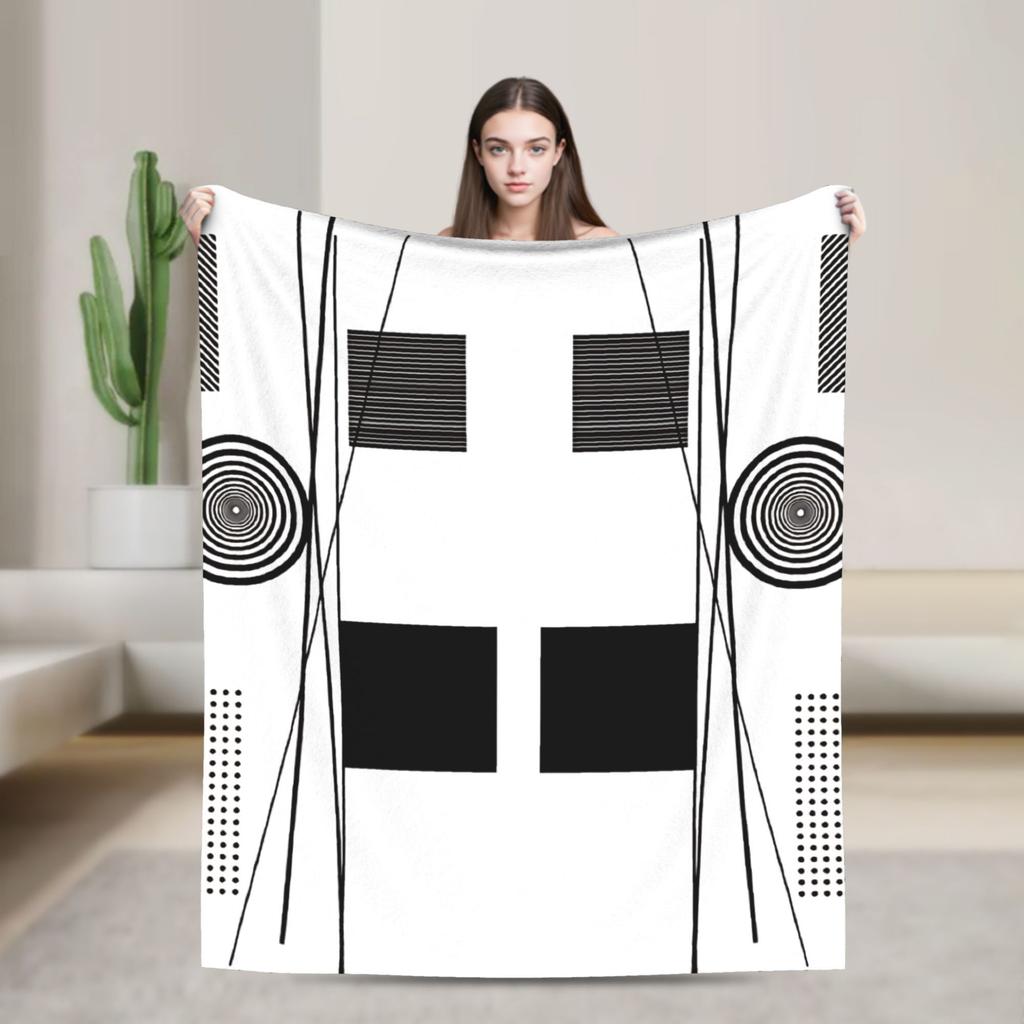 Black and White Retro Super Warm Blanket Boy Girl Plush Throw Blanket Funny Living Room Flannel Bedspread Sofa Bed Cover