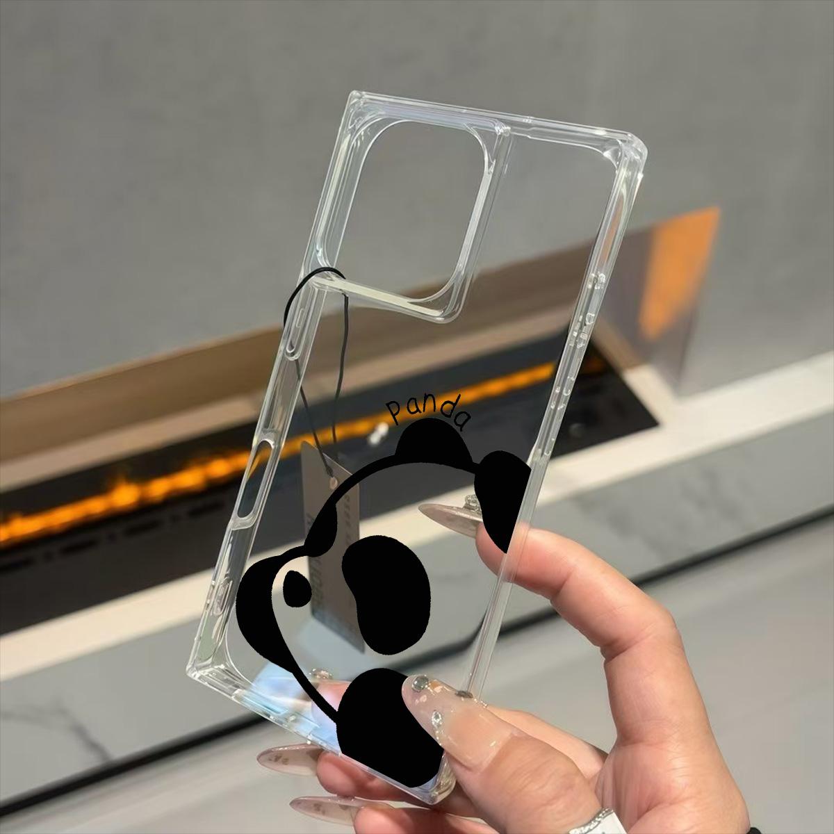 

Прозрачный квадратный чехол-накладка для iPhone 13 14 Pro Max 16 ProMax 11 12 15 Plus, защита от кислорода, с рисунком лежащей панды iphone 11 ProMax