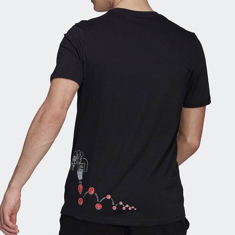 adidas Logo Alphabet Printing Round Neck Short Sleeve Black Men's GL3221
