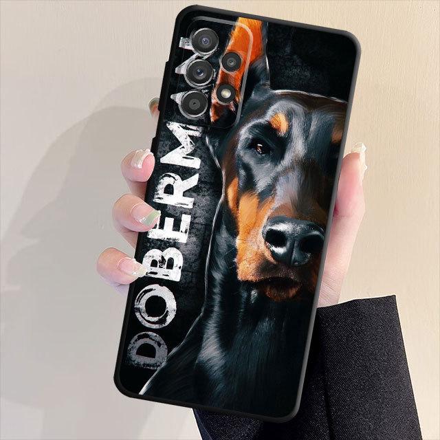 Tpu Soft Phone Case For Samsung Galaxy A71 A31 A51 A22 A52 A23 A21s A72 A32 A33 A53 A13 A42 A41 Animal Doberman Dog Cover Bag