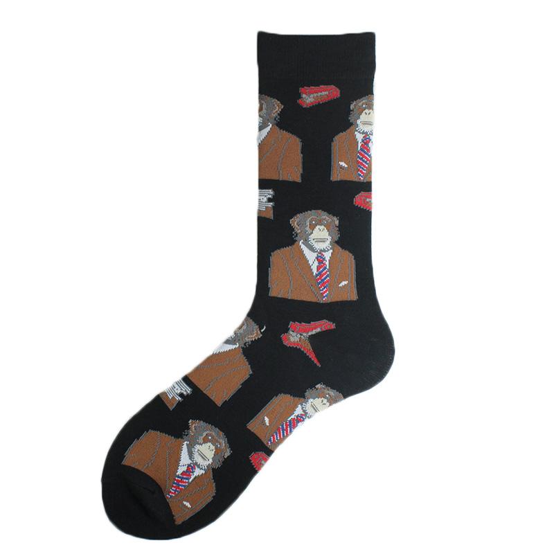 Men Dinosaur Astronaut Planet Crew Socks Harajuku Big Size Sokken Unisex Skateboard Divertidos Happy Design Hip Hop Funny Socks