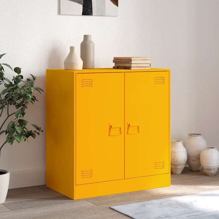 VidaXL Mustard Yellow Buffet 67x39x73 Cm Steel, Cabinet, Sideboard, Storage Cabinet, Cabinets, Cupboard, Buffet 841676