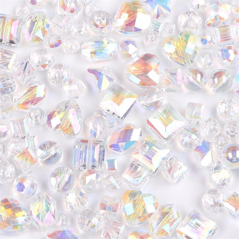 Glass Crystal and Pearl Square Heart Beads for DIY Handmade Bracelets