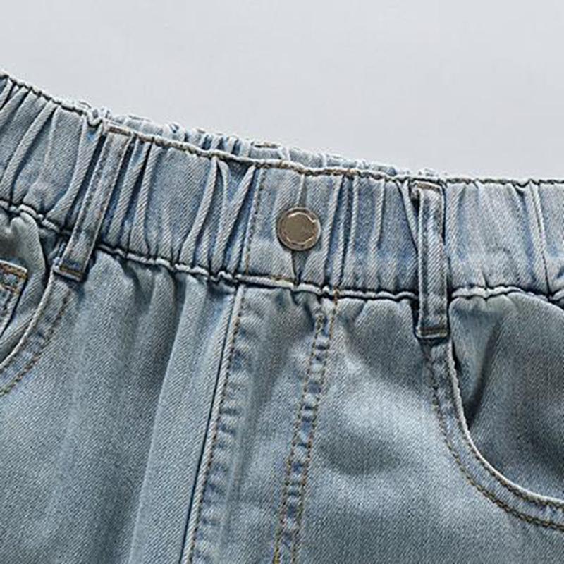 Summer Thin Girl Jeans Simple Versatile Children's Pants Loose Wide Legs Straight Tube