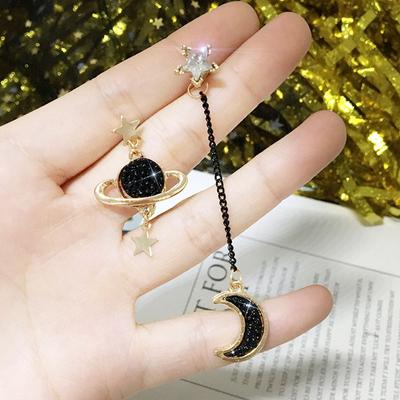 Jewelry Star Moon Long Earings For Women Brinco Asymmetric Round Planet Earring Drop Pendientes Tassel Wedding Earing