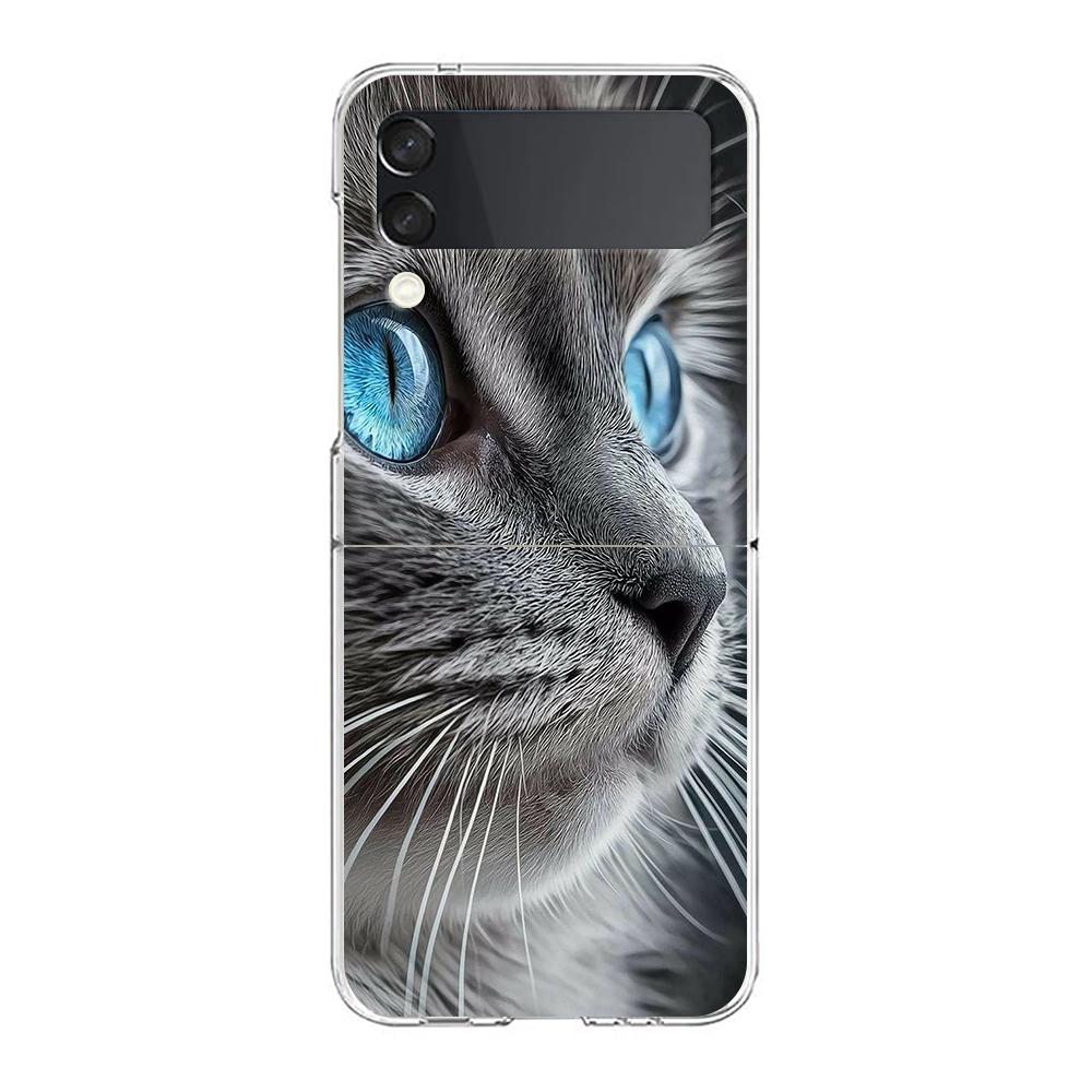 Cover per Telefono Per Samsung Galaxy Z Flip 7 6 5 4 Custodia Trasparente Per Samsung Z Flip 3 PC Rigido Pieghevole Gatto British Shorthair Carino