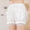 White Anti-Exposure Safety Shorts for JK Girls - Non-Curling Edge, Summer Wear, Flower Bud Design