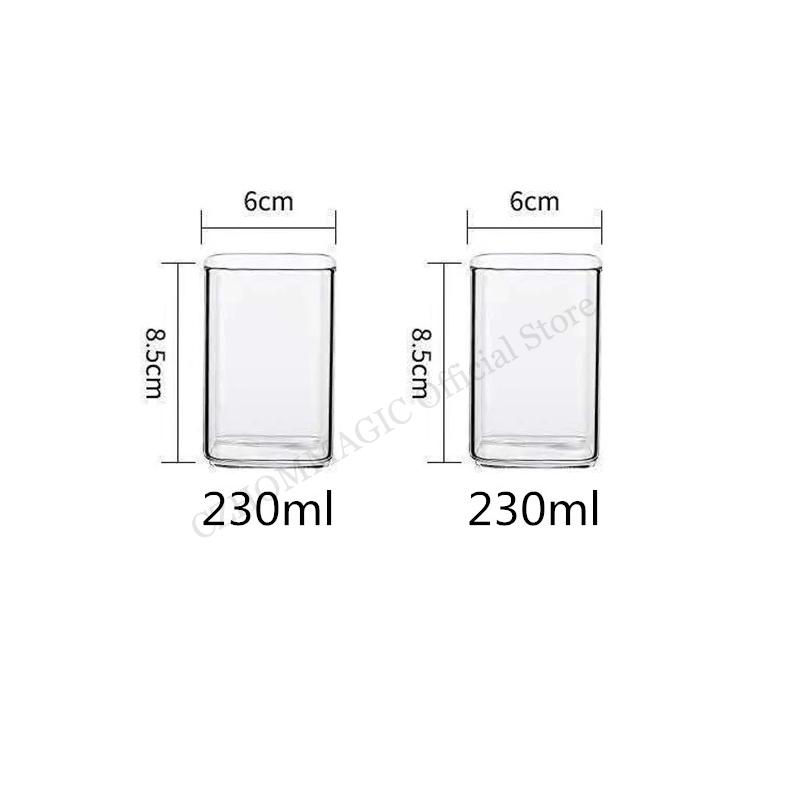 6/4/2/1Pcs Square Glass Cup Coffee Mug Heat-Resistant Water Cups Transparent Tea Mug Cup for Drinking Milk Beertea Juice Dessert
