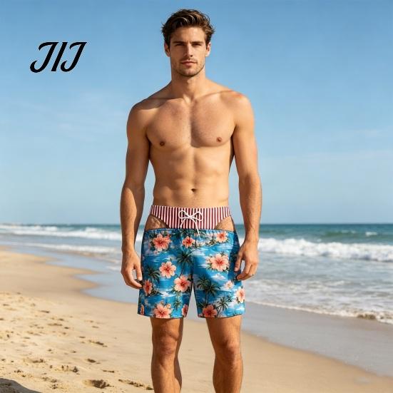 Optical Illusion Beach Wear Funny Hairy Butt Shorts, Men Leg Quick Dry Comfortable Elastic Waist Shorts Swim Trunks with Pockets for Pool Parties,