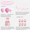 Girl Pink Bow Happy Birthday Banner Garland Bow Hanging Swirl Decorations Bow Birthday Party Party Decortions