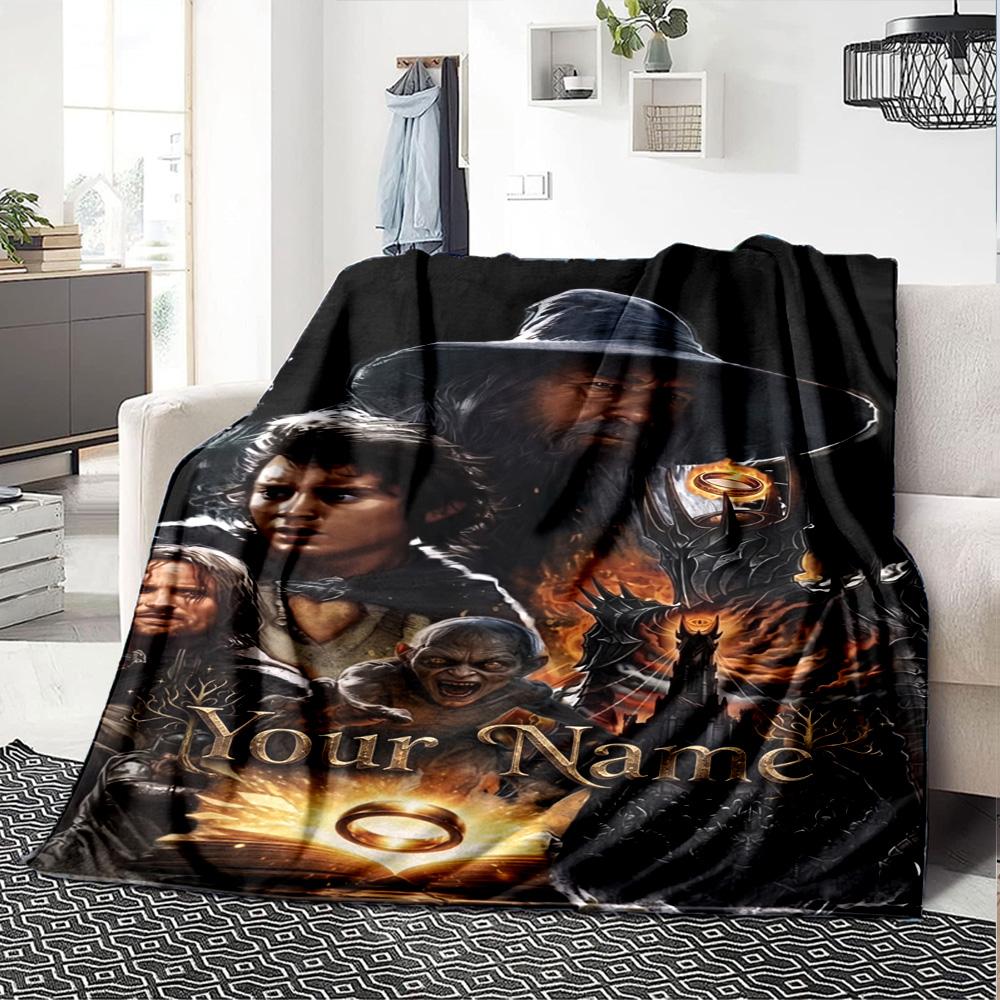 Lord Rings Personalized Text Blanket Multi-purpose Personalized Blanket Warmthful Decor Perfect for Nap Living Room Couch Office for All Occasions