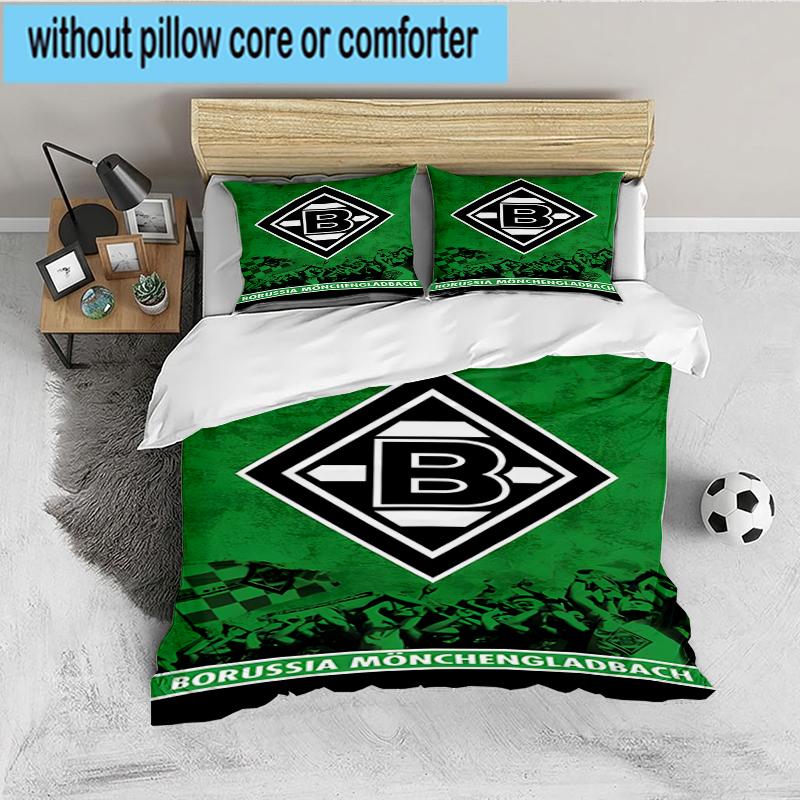3PCS Green Black Borussia Bedding set,Ideal For1pc Duvet Cover And 2pcs Pillowcases Perfect for Christmas gift,Ideal for Bedroom, Dormitory