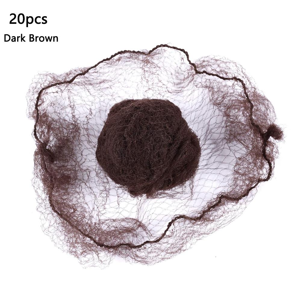 

20 шт. Прочная нейлоновая сетка для волос для пучка, прическа, инструмент, черная, бежевая, коричневая, 5 мм, сетка для волос для париков, сетчатая, для укладки волос, сетки для волос